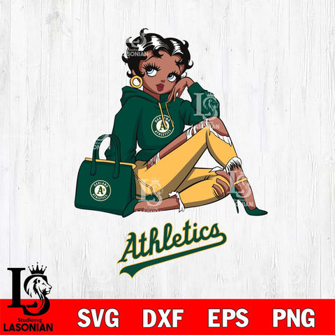 Oakland Athletics Awesome Black Fan Girl Betty Boop