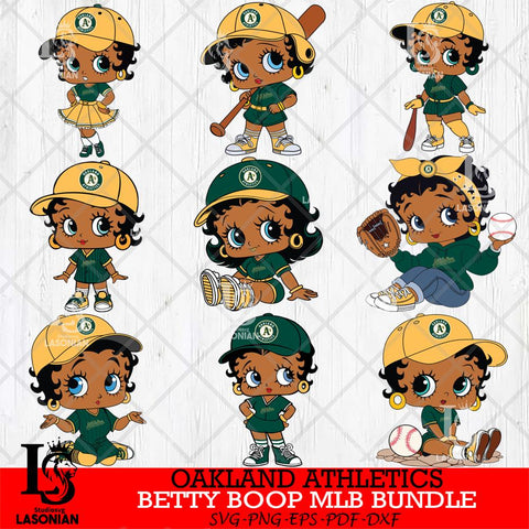 Oakland Athletics  Betty Boop MLB Bundle 9 SVG Eps Dxf Png File, Bundle MLB svg, Digital Download, Instant Download