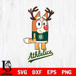 Oakland Athletics Bluey Chilli Christmas Deer Svg Eps Dxf Png File, Digital Download