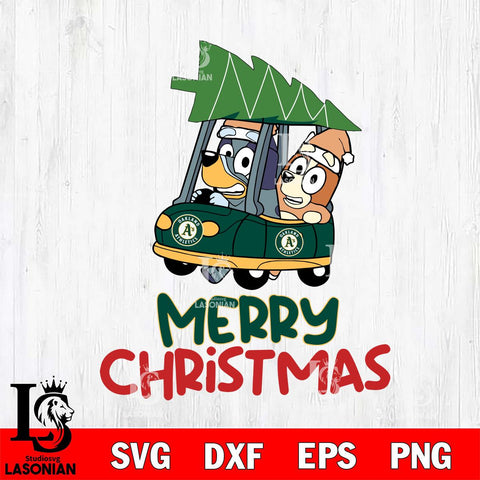 Oakland Athletics Bluey Merry Christmas Svg Eps Dxf Png File, Digital Download