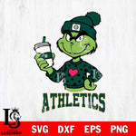 Oakland Athletics Boujee Grinch Heart Christmas Cut Files Cricut, Svg Dxf Eps Png file , Silhouette