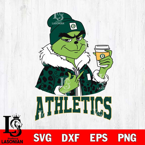 Oakland Athletics Boujee Grinch Leopard Christmas Cut Files Cricut, Svg Dxf Eps Png file , Silhouette