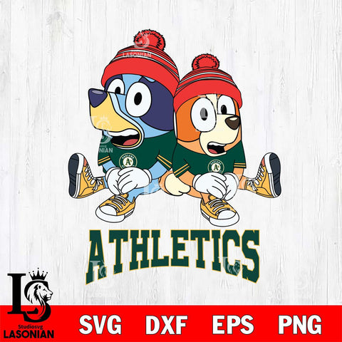 Oakland Athletics Christmas Bluey & Bingo Sit Cricut , Christmas Svg , Bluey svg , Digital Download, dxf eps png pdf file