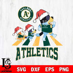 Oakland Athletics Christmas Family Bluey Walking Cricut , Christmas Svg , Bluey svg , Digital Download, dxf eps png pdf file