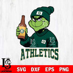 Oakland Athletics Grinch Drinking Beer Christmas Cut Files Cricut, Svg Dxf Eps Png file , Silhouette