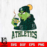 Oakland Athletics Grinch Leopard Christmas Cut Files Cricut, Svg Dxf Eps Png file , Silhouette