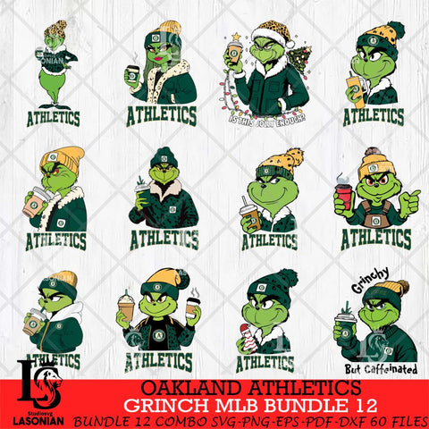 Oakland Athletics Grinch MLB Bundle 12 SVG Eps Dxf Png File, Digital Download, Instant Download