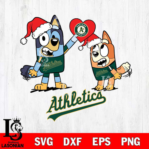 Oakland Athletics Love Bluey Christmas Svg Eps Dxf Png File, Digital Download