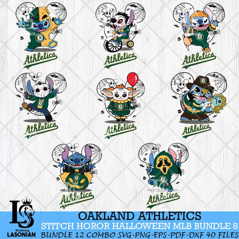 Oakland Athletics Stitch Halloween Bundle MLB Svg Eps Dxf Png File, Digital Download, Instant Download