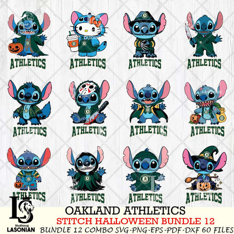 Oakland Athletics Stitch Horror Bundle 12 SVG Svg Eps Dxf Png File, MLB svg, Digital Download, Instant Download