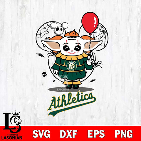 Oakland Athletics Stitch Pennywise Halloween Svg Eps Dxf Png File, Digital Download, Instant Download