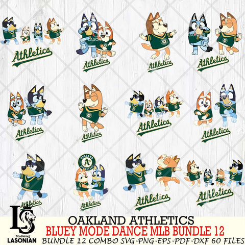 Oakland Athletics  Bluey Dance MLB Bundle 12 SVG Eps Dxf Png File, Digital Download, Instant Download