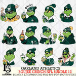 Oakland Athletics  Boujee Grinch MLB Bundle 12 SVG Eps Dxf Png File, Digital Download, Instant Download