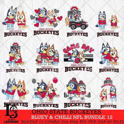 Ohio State Buckeyes Bluey & Bingo Bundle 12 SVG Svg Eps Dxf Png File, Bundle NCAA svg, Digital Download, Instant Download