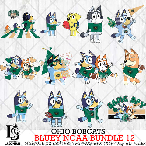 Ohio Bobcats Bluey NCAA Bundle 12 Svg Eps Dxf Png File, Digital Download, Instant Download