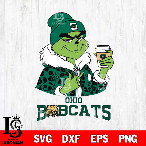 Ohio Bobcats Boujee Grinch Leopard Christmas Cut Files Cricut, Svg Dxf Eps Png file, Digital download , Silhouette