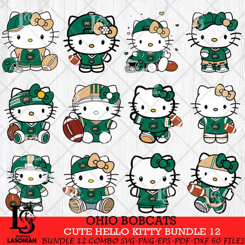 Ohio Bobcats Cute Hello Kitty Bundle 12 SVG Eps Dxf Png File, NCAA Bundle svg, Digital Download, Instant Download