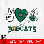 Ohio Bobcats Gnomes Peace & Love Svg Eps Dxf Png File, Digital Download, Instant Download