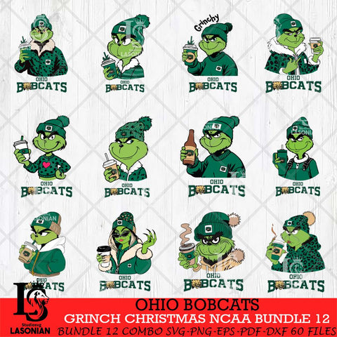 Ohio Bobcats Grinch Christmas NCAA Bundle 12 Svg Eps Dxf Png File,Cricut files, Digital Download, Instant Download