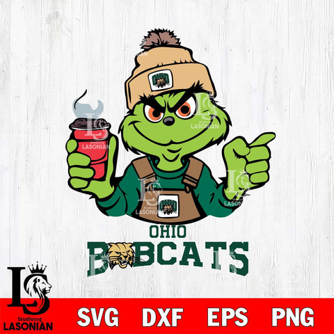 Ohio Bobcats Grinch with coffee Svg Eps Dxf Png File, Digital Download, Instant Download