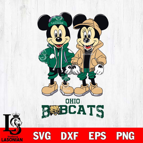 Ohio Bobcats Mickey Minnie Mouse Football Svg Eps Dxf Png File, NCAA svg , File Cut , Digital Download , Instant Download, Cut Svg Files