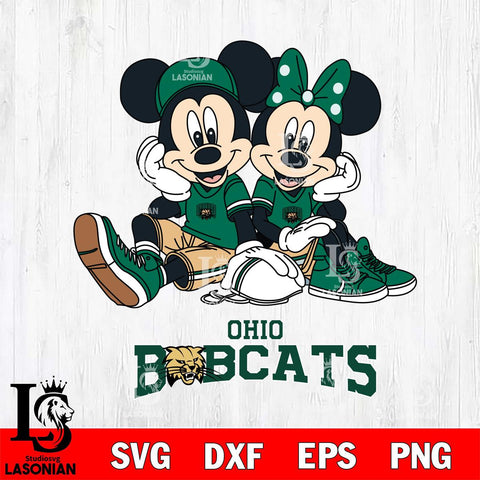 Ohio Bobcats Mickey Minnie Mouse Football Sit Svg Eps Dxf Png File, NCAA svg , File Cut , Digital Download , Instant Download, Cut Svg Files