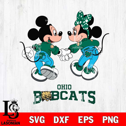 Ohio Bobcats Mickey Minnie Valentine Rugby Svg Eps Dxf Png File, Digital Download ,Instant Download, Cricut File