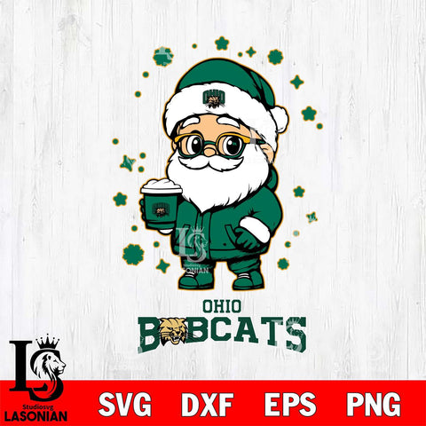 Ohio Bobcats Santa Claus Coffe Svg dxf eps png pdf file,NCAA svg,Digital Download,Cricut file