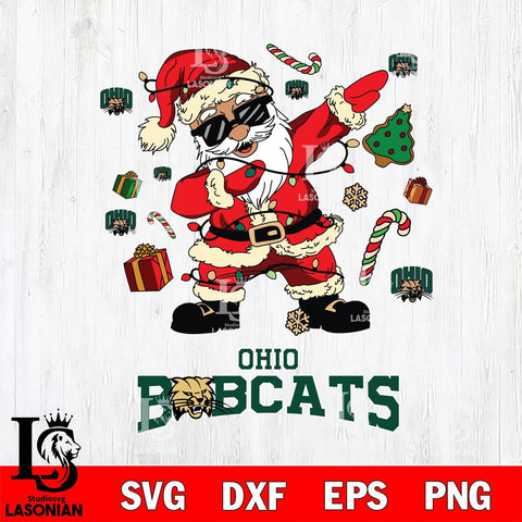 Ohio Bobcats Santa Claus Football Svg dxf eps png pdf file,NCAA svg,Digital Download,Cricut file