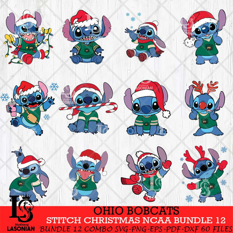 Ohio Bobcats Stitch Christmas NCAA Bundle 12 Svg Eps Dxf Png File, Digital Download, Instant Download