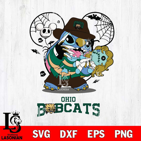 Ohio Bobcats Stitch Freddy Krueger Halloween Svg Eps Dxf Png File, Digital Download, Instant Download