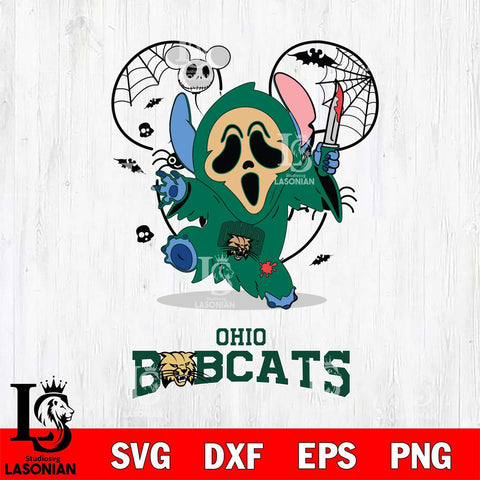 Ohio Bobcats Stitch Ghost Face Halloween 2 Svg Eps Dxf Png File, Digital Download, Instant Download