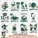 Ohio Bobcats  Snoopy NCAA Bundle 12 SVG Svg Eps Dxf Png File, Digital Download