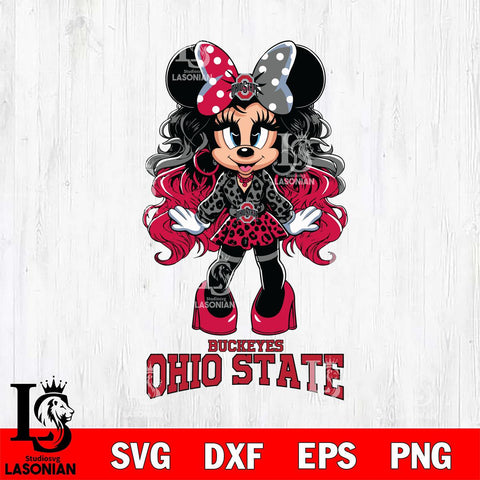 Ohio State Buckeyes Beauty Minnie Mouse Svg Eps Dxf Png File, Digital Download, Instant Download