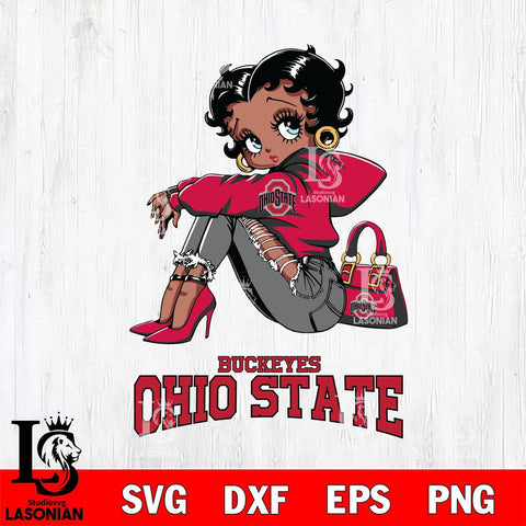 Ohio State Buckeyes Betty Boop Black Fan Girl Svg Eps Dxf Png File, Digital Download, Instant Download