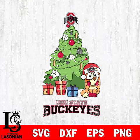 Ohio State Buckeyes Bluey Chilli Christmas Tree Svg Eps Dxf Png File, Digital Download