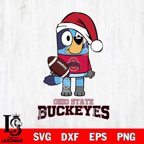 Ohio State Buckeyes Bluey Christmas Svg Eps Dxf Png File, Digital Download