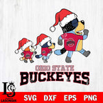 Ohio State Buckeyes Bluey Family Christmas Svg Eps Dxf Png File, Digital Download