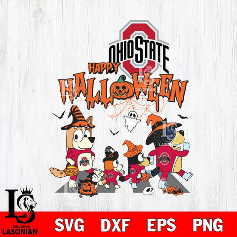 Ohio State Buckeyes Bluey Halloween Family Svg Eps Dxf Png File, Digital Download, Instant Download