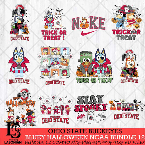 Ohio State Buckeyes Bluey Halloween NCAA 12 SVG Eps Dxf Png File, Bundle NCAA svg, Digital Download, Instant Download