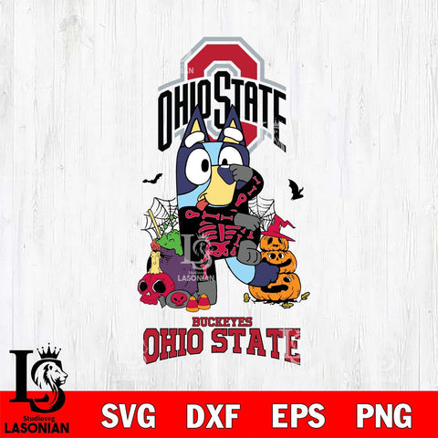 Ohio State Buckeyes Bluey Halloween NCAA 2 Svg Eps Dxf Png File, Digital Download, Instant Download