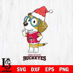 Ohio State Buckeyes Christmas Bluey Honey Sport Cut Files,Bluey Cricut,Christmas Svg , Bluey svg , Digital Download, dxf eps png pdf file