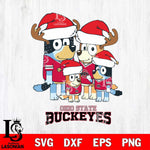 Ohio State Buckeyes Christmas Bluey Santa Family Cut Files,Bluey Cricut,Christmas Svg , Bluey svg , Digital Download, dxf eps png pdf file