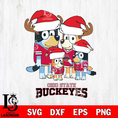 Ohio State Buckeyes Christmas Bluey Santa Family Cut Files,Bluey Cricut,Christmas Svg , Bluey svg , Digital Download, dxf eps png pdf file