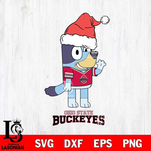 Ohio State Buckeyes Christmas Bluey Say Hi Cut Files,Bluey Cricut,Christmas Svg , Bluey svg , Digital Download, dxf eps png pdf file