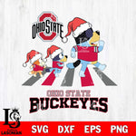 Ohio State Buckeyes Christmas Family Bluey Walking Cut Files,Bluey Cricut,Christmas Svg , Bluey svg , Digital Download, dxf eps png pdf file