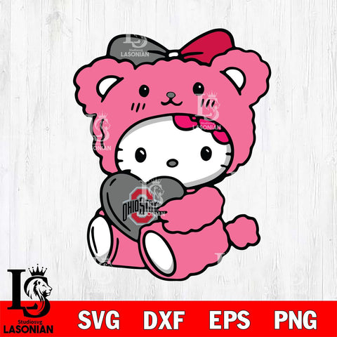 Ohio State Buckeyes Cute Hello Kitty 3 Svg Eps Dxf Png File, Digital Download, Instant Download