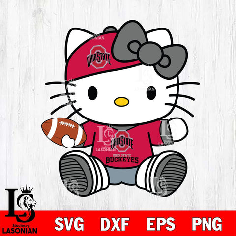 Ohio State Buckeyes Cute Hello Kitty Football 11 Svg Eps Dxf Png File, NCAA svg, Digital Download, Instant Download