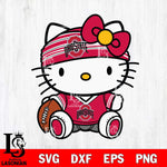 Ohio State Buckeyes Cute Hello Kitty Football 12 Svg Eps Dxf Png File, NCAA svg, Digital Download, Instant Download