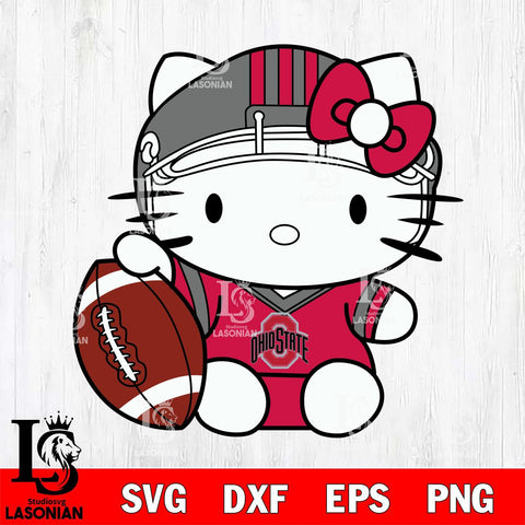 Ohio State Buckeyes Cute Hello Kitty Football 5 Svg Eps Dxf Png File, NCAA svg, Digital Download, Instant Download